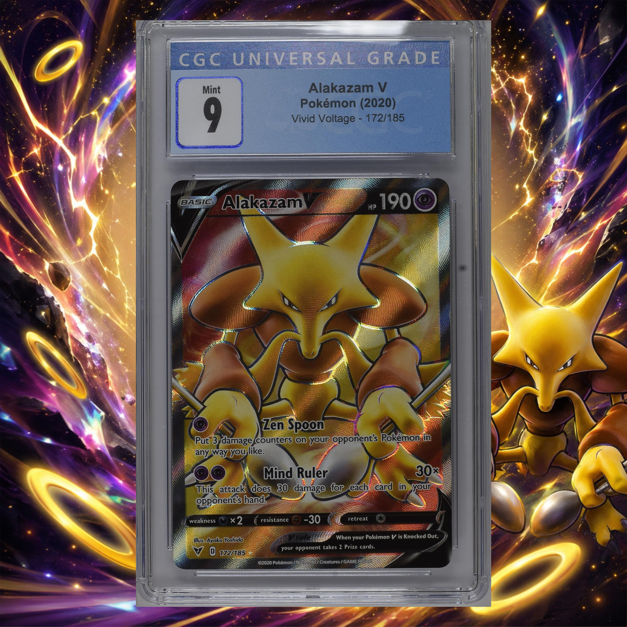 CGC MINT 9 | Alakazam V #172 Pokemon Vivid Voltage