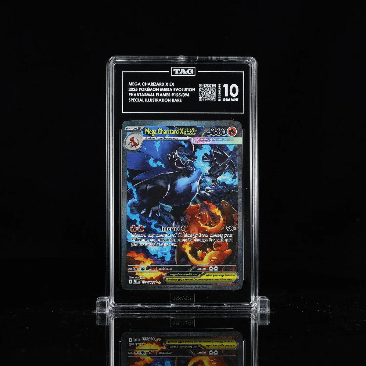 Mega Charizard X ex - Pokemon Phantasmal Flames #125 TAG 10