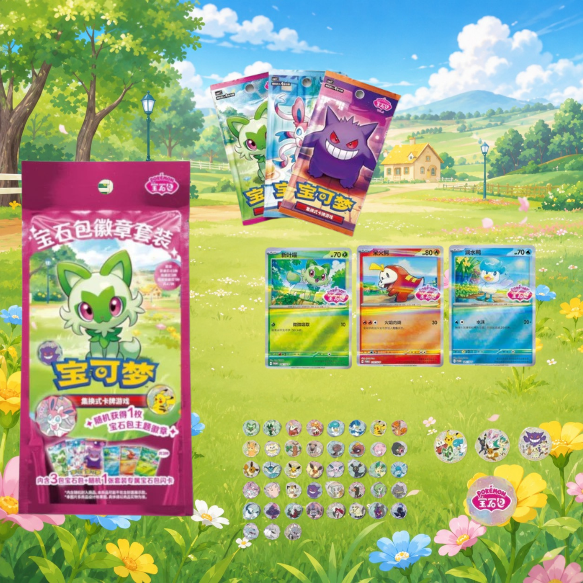 Simplified Chinese Gem Pack Badge Set Pouch