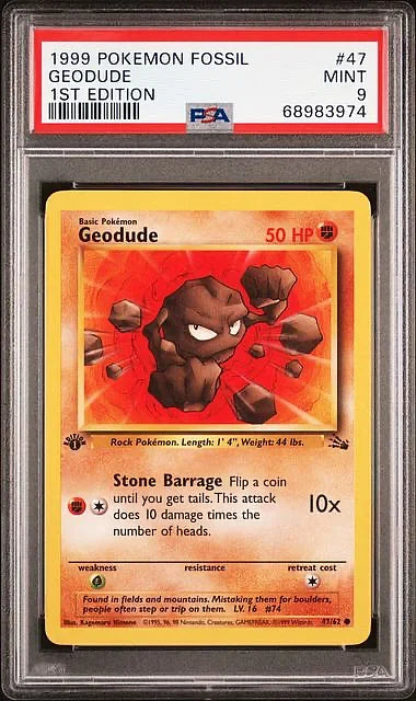 Geodude [1st Edition] - Pokemon Fossil #47 PSA 9